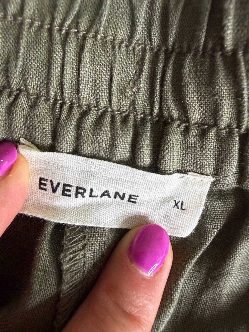 Everlane Linen Cargo Pants Kalamata Olive Green Size XL